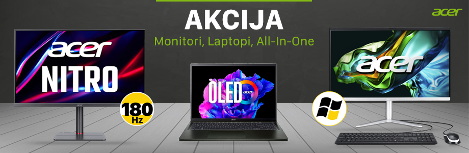 Akcija na Acer monitore, laptope, All-in-One..